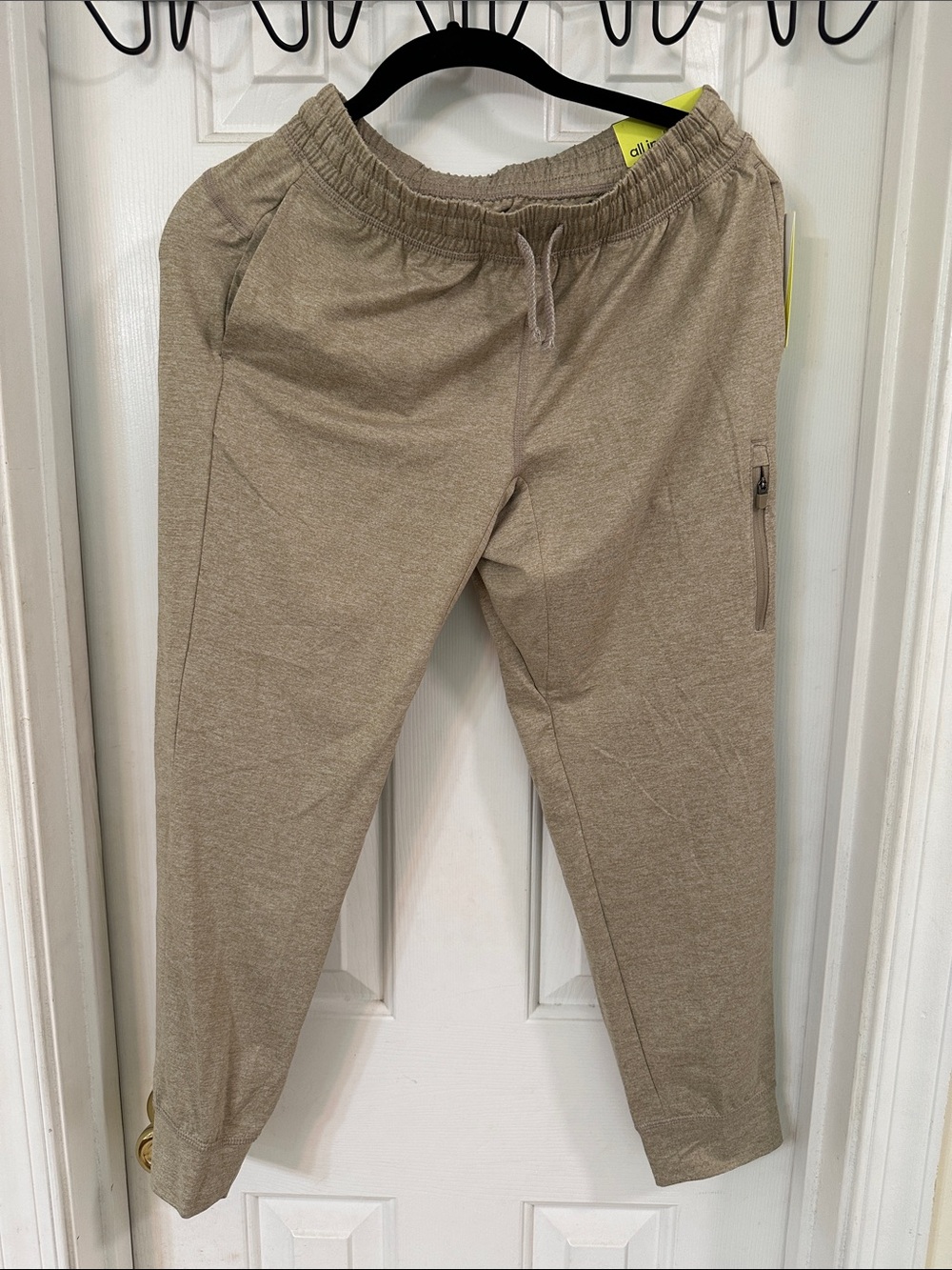 all in motion Beige/Tan Kids Jogger Sweatpants with Zipper Pocket